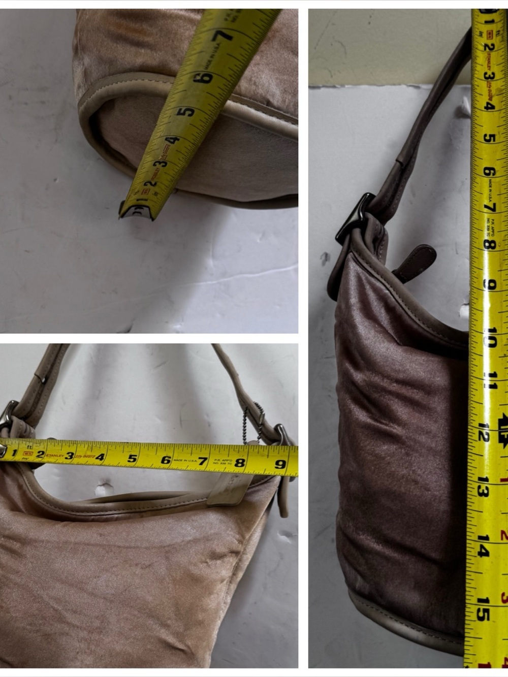 COACH Vintage ‘90s Citrine Satin Leather Hobo Shoulder Bucket Bag L7X6100 Silver - Picture 16 of 16
